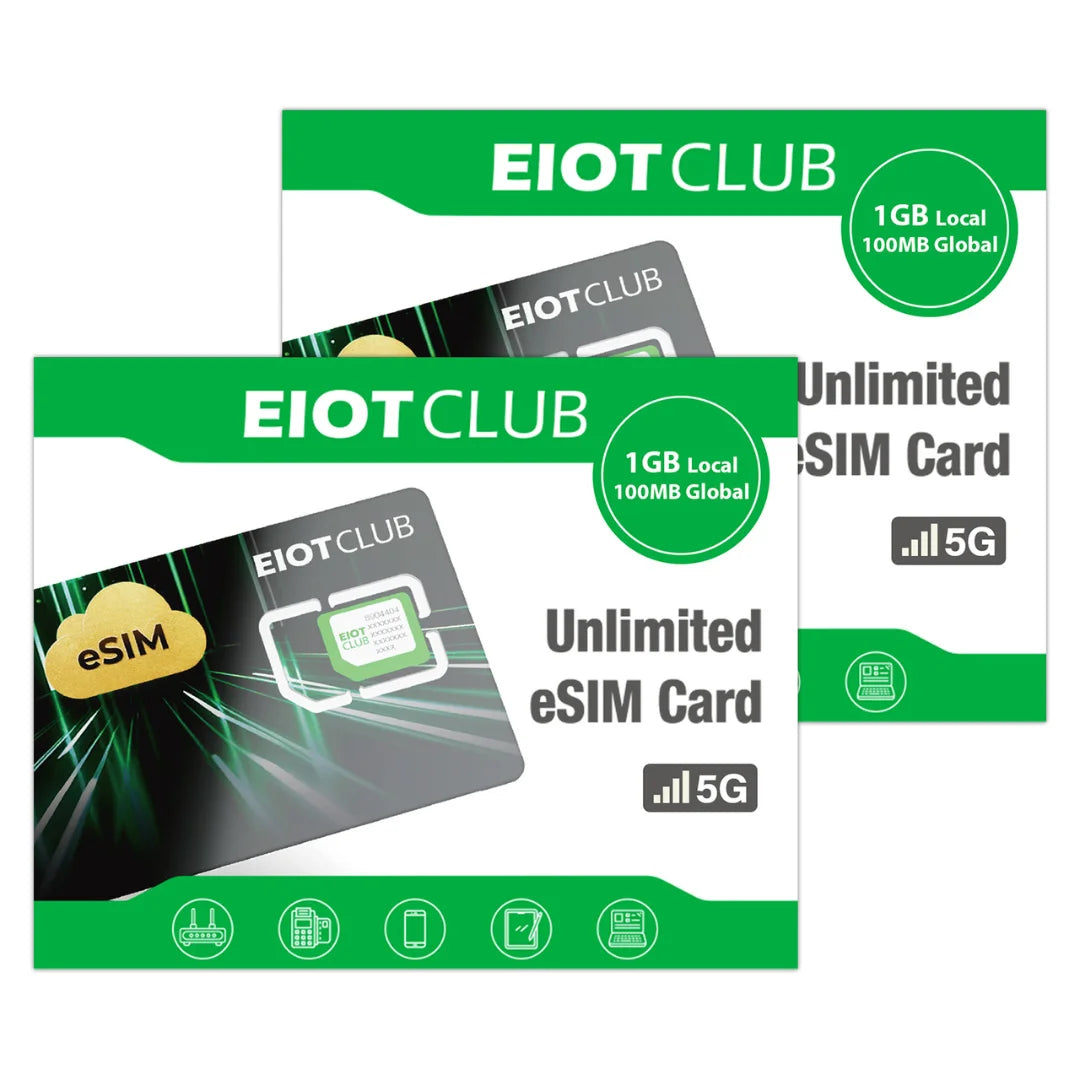 EIOTCLUB eSIM Card – Unlimited eSIM Downloads, Preset 1GB EU Data & 100MB Global Data, Ideal for Travel and Business