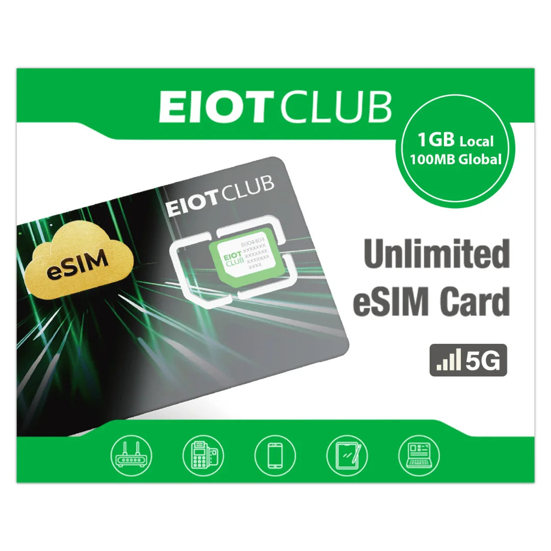 EIOTCLUB eSIM Card – Unlimited eSIM Downloads, Preset 1GB EU Data & 100MB Global Data, Ideal for Travel and Business
