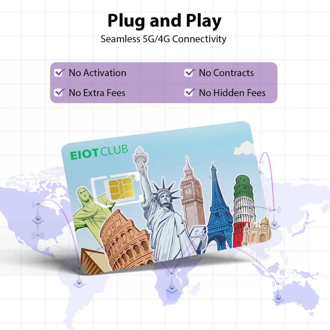 EIOTCLUB -3GB 30DAY, Europe/US/China/Japan/South Korea, Prepaid Europe SIM Card Coverage in 40+ Countries, 5G/4G LTE, Data Only
