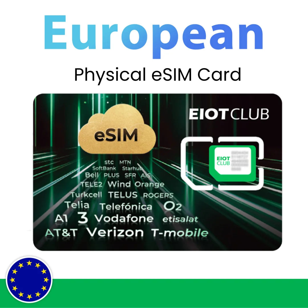 EIOTCLUB eSIM Card – Unlimited eSIM Downloads, Preset 1GB EU Data & 100MB Global Data, Ideal for Travel and Business